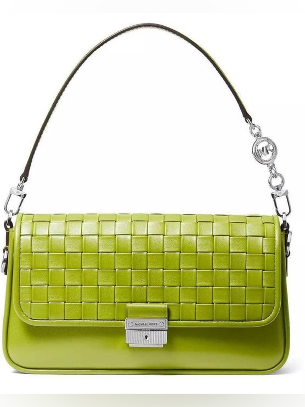 Michael Kors / Bradshaw Lime Green Woven Leather Shoulder Bag - NWOT